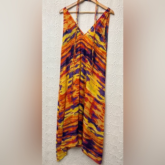 Josa Tulum Swim Cover Up One Size Colorful Asymmetrical Beach Resort Cruise EUC - Picture 14 of 14